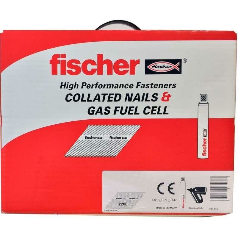 Fischer 51mm Collated Ring Shank Nails & 3 Gas Fuel Cells Galv ( 3300)