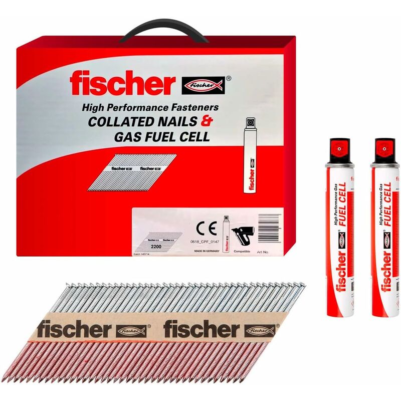 Galvanised ring Framing Nails 63x2.8mm Fuel Gas Cells included / 534704 - Fischer