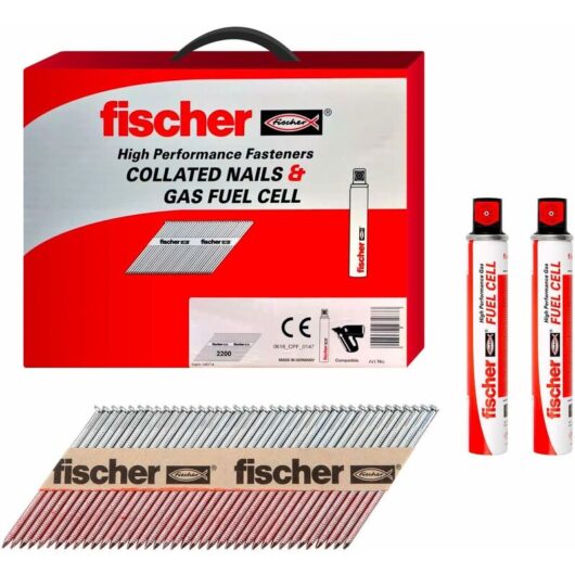 Galvanised ring Framing Nails 90x3.1mm Fuel Gas Cells included / 534701 - Fischer