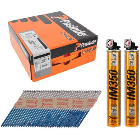 IM350+ Ring Shank Hot Dipped Galvanised Nails - 3.1 x 63mm (2200 Box + 2 Fuel Cells) - Paslode