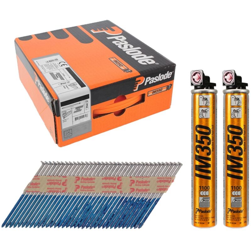 IM350+ Ring Shank Hot Dipped Galvanised Nails - 3.1 x 63mm (2200 Box + 2 Fuel Cells) - Paslode