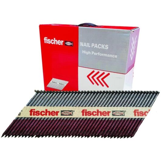 Fischer 3.1 x 75mm Collated Ring Shank Galv Nails Box Of 2200 No Gas