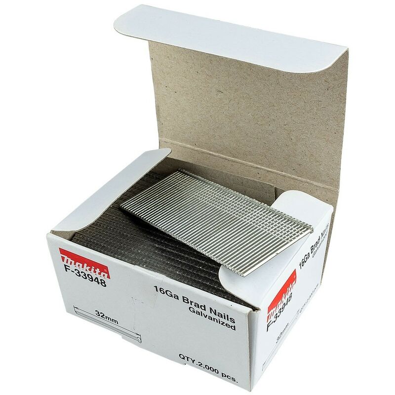 F-33948 1mm x 32mm Galvanised 16 Gauge Brads 2000 Pieces DBN600 AF601 - Makita