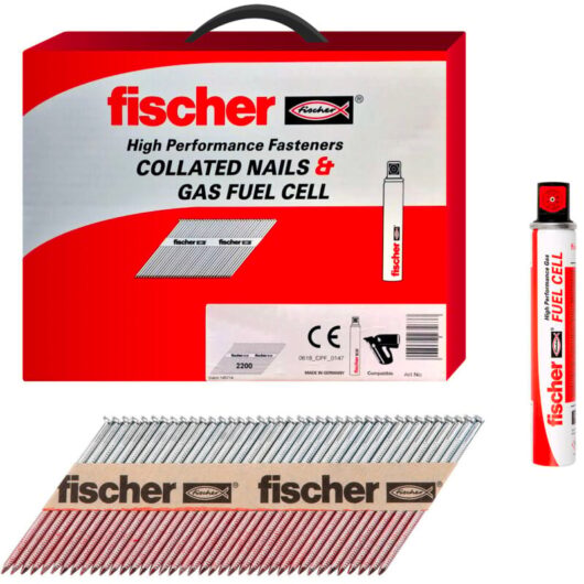 Fischer 63 x 2.8 Ring Stainless Steel Nails With Gas Qty 1100